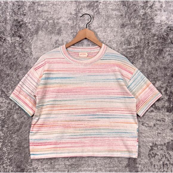 Gorman Top 8 Womens Colorful Striped Boxy Short Sleeve - Picture 1 of 8